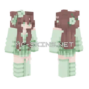 Aesthetic Green Spring Girl Minecraft skin