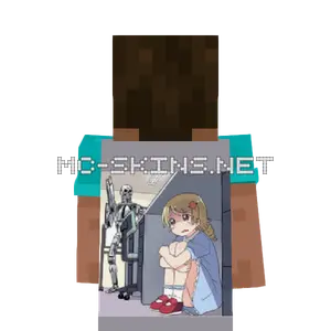 Anime Girl Hiding from Terminator cape, outside and lining