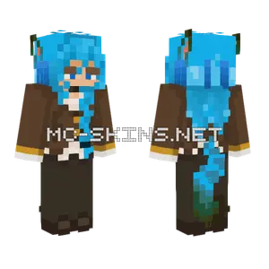 Aqua Blue Hair Girl Minecraft skin