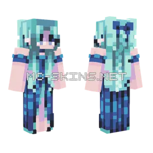 Aqua Hair Girl Minecraft skin