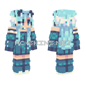 Aqua Hair Girl Minecraft skin