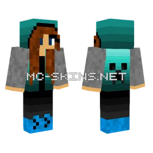 Aqua Hoodie Boy Minecraft skin