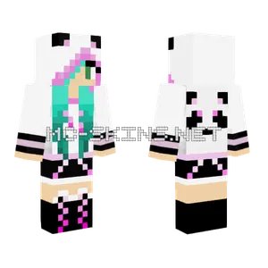 Aqua Panda Girl Minecraft skin