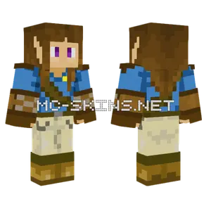 Aventurier Fille Brune Variation Bleu Minecraft skin