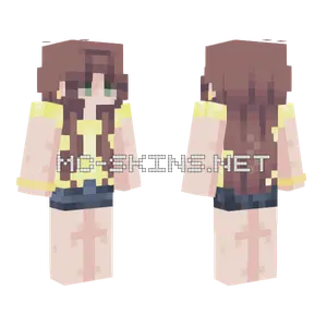 Babydoll Top Jean Skirt Brunette Minecraft skin