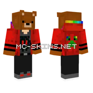 Bear With Red Hoodie Minecraft skin