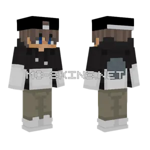 Black and White Hoodie Full Moon Minecraft skin