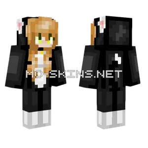 Black Cat Tuxedo Cat Girl Minecraft skin