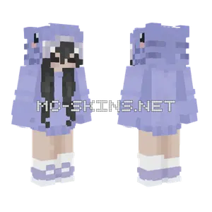 Black Hair Lavender Shark Onesie Minecraft skin