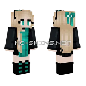 Black Jacket Cyan Dress Minecraft skin