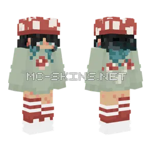 Black To Blue Hair Mushroom Girl Minecraft skin