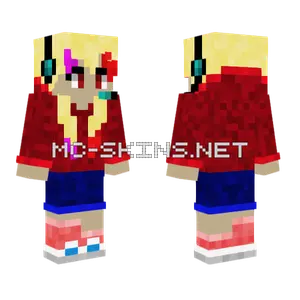 Blond Gamer Girl Red Pullover Minecraft skin