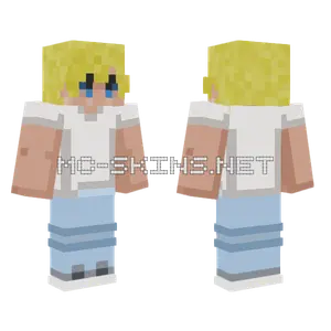 Blonde Boy White Shirt Blue Pants Minecraft skin