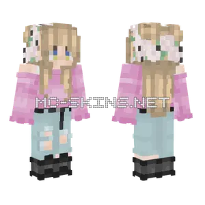 Blonde Girl Flower Crown Minecraft skin