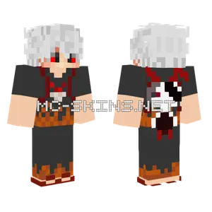Bloody White Haired Boy Minecraft skin