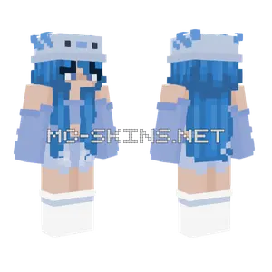Blue Axolotl Girl Minecraft skin