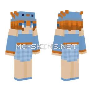 Blue Axolotl Girl Minecraft skin