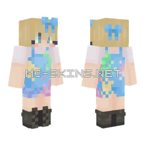 Blue Bow Haired Girl Minecraft skin
