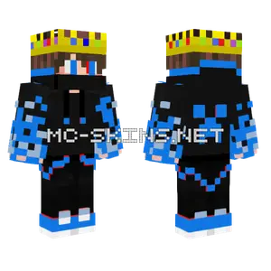 Blue Boy With Technoblade Crown Minecraft skin