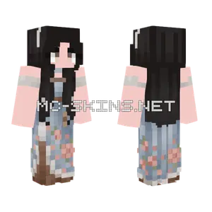 Blue Floral Dress Girl Minecraft skin