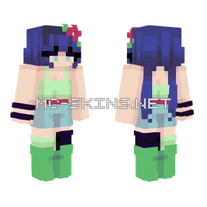 Blue Floral Summer Dress Minecraft skin