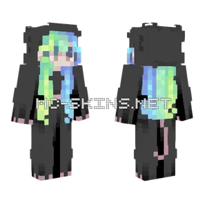 Blue Green Hair Girl Minecraft skin