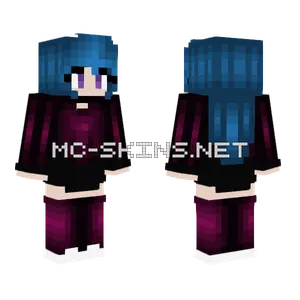 Blue Hair Purple Eyes Outfit Minecraft skin