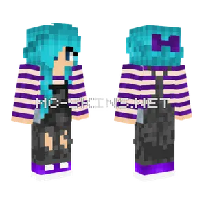 Blue Haired Overall Girl Minecraft skin