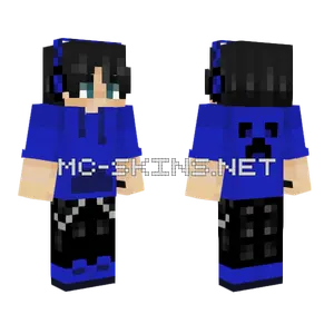 Blue Hoodie Bat Minecraft skin