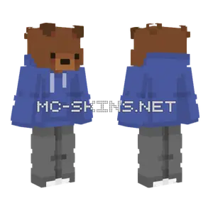 Blue Hoodie Bear Skin Minecraft skin