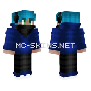 Blue Hoodie Gamer Boy Minecraft skin