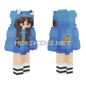 Blue Hoodie Girl Minecraft skin