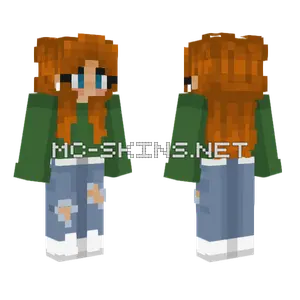 Blue Hoodie Girl Minecraft skin