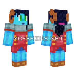 Blue Skin and Ram Horns Minecraft skin