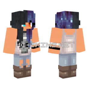 Blue Streaked Hair Girl Minecraft skin