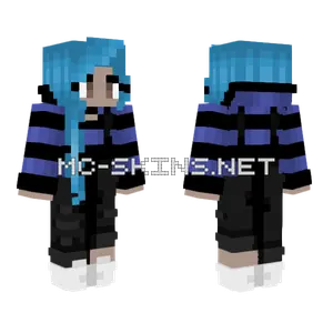 Blue Stripe Overalls Girl Minecraft skin
