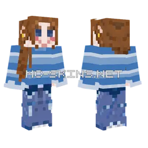Blue Striped Dress Girl Minecraft skin