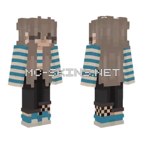 Blue Striped Dress Girl Minecraft skin
