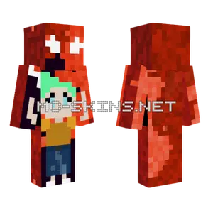 Boy Green Hair Aura Flaming Minecraft skin