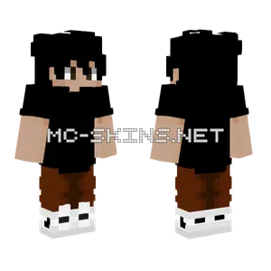 Boy With Brown Pants And Black T Shirt Minecraft skin