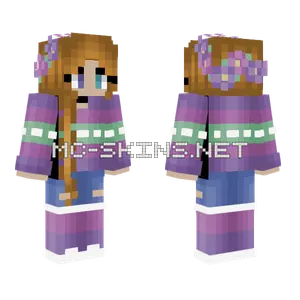 Braided Orange Hair Flower Crown Minecraft skin
