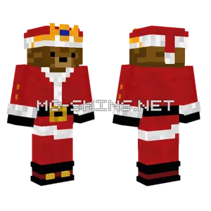 Brown Santa Bear With Crown Minecraft skin