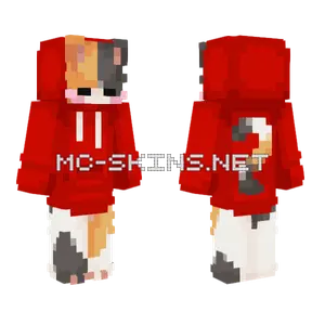 Calico In Red Hoodie Minecraft skin