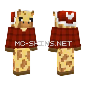 Christmas Giraffe Red Flannel Minecraft skin