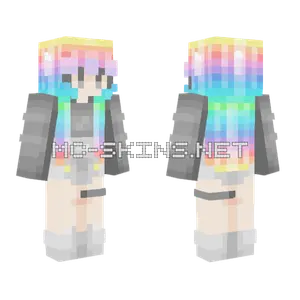 Chroma Rainbow Hair Girl Minecraft skin