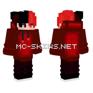 Cool Black and Red Hoodie Guy Minecraft skin