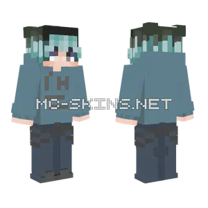 Cool Blue Haired Boy Minecraft skin