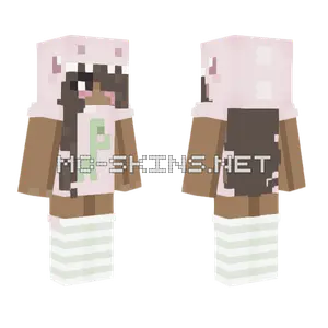 Cute Black Dino Pink Egirl Minecraft skin