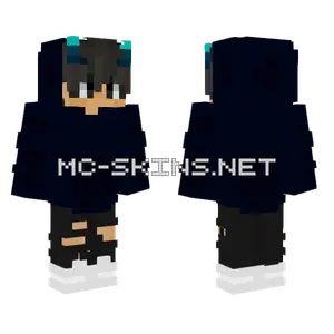 Cute Dark Blue Hoodie Minecraft skin