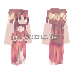 Cute Girl With Flowers Minecraft skin